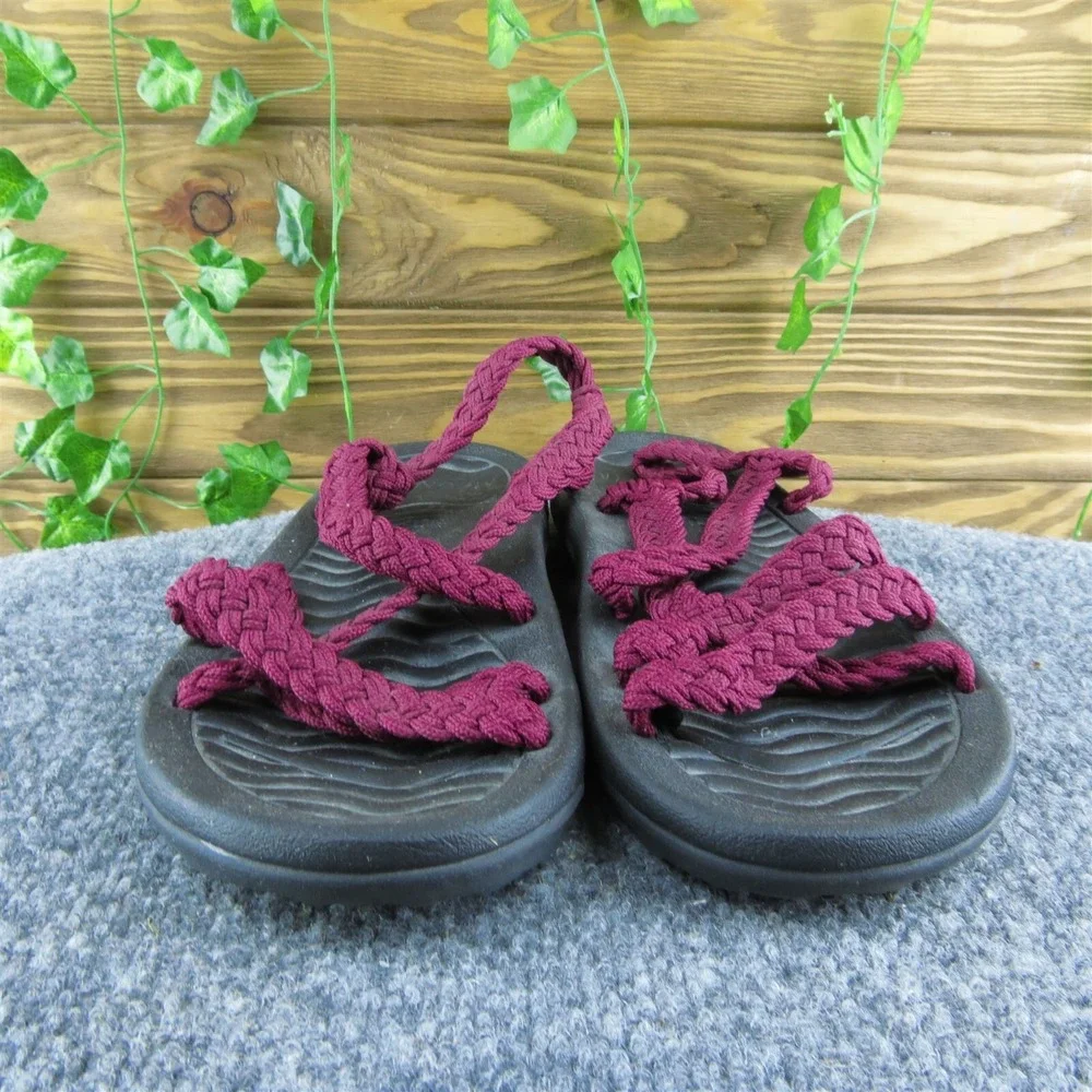 Megnya‎  Women Strappy Sandal Shoes Red Fabric Size 10 Medium